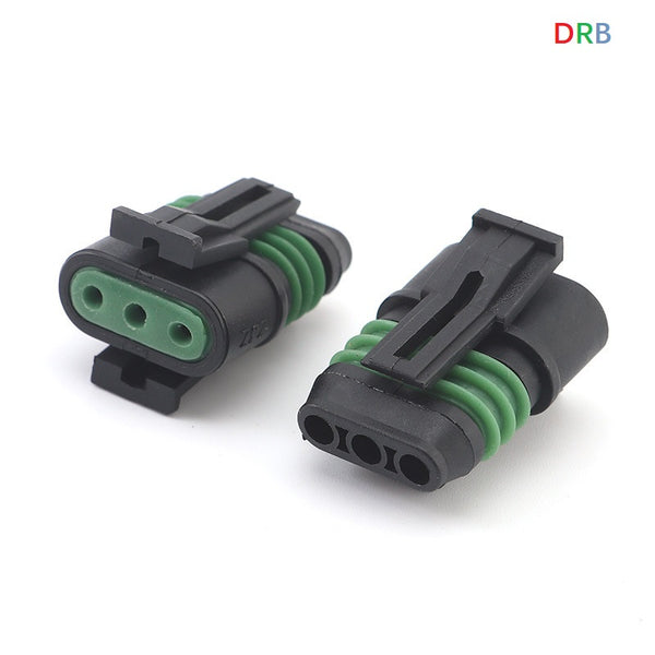 DRB connector 3-channel black rubber shell Delphi series 12147424 waterproof car wiring harness plug DJ7031-1.65-21